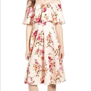 Off the shoulder midi flower dress